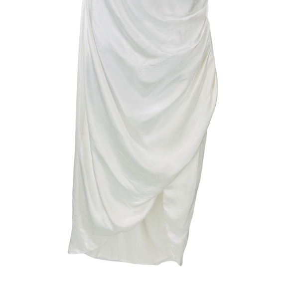 ELLIATT NEW Cassini Satin Formal One Shoulder Midi Dress in Ivory Size L - Picture 5 of 11